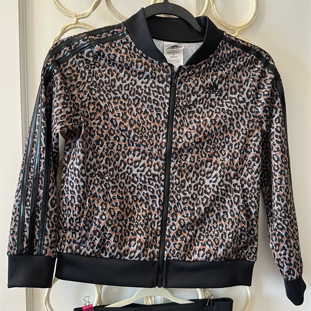 Adidas cheetah print track suit
